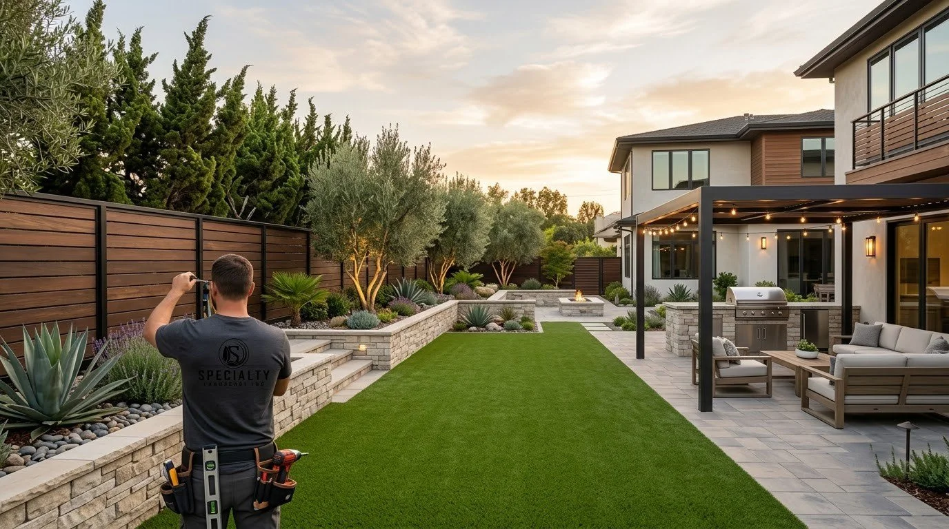 Backyard privacy fencing installed by Specialty Landscape