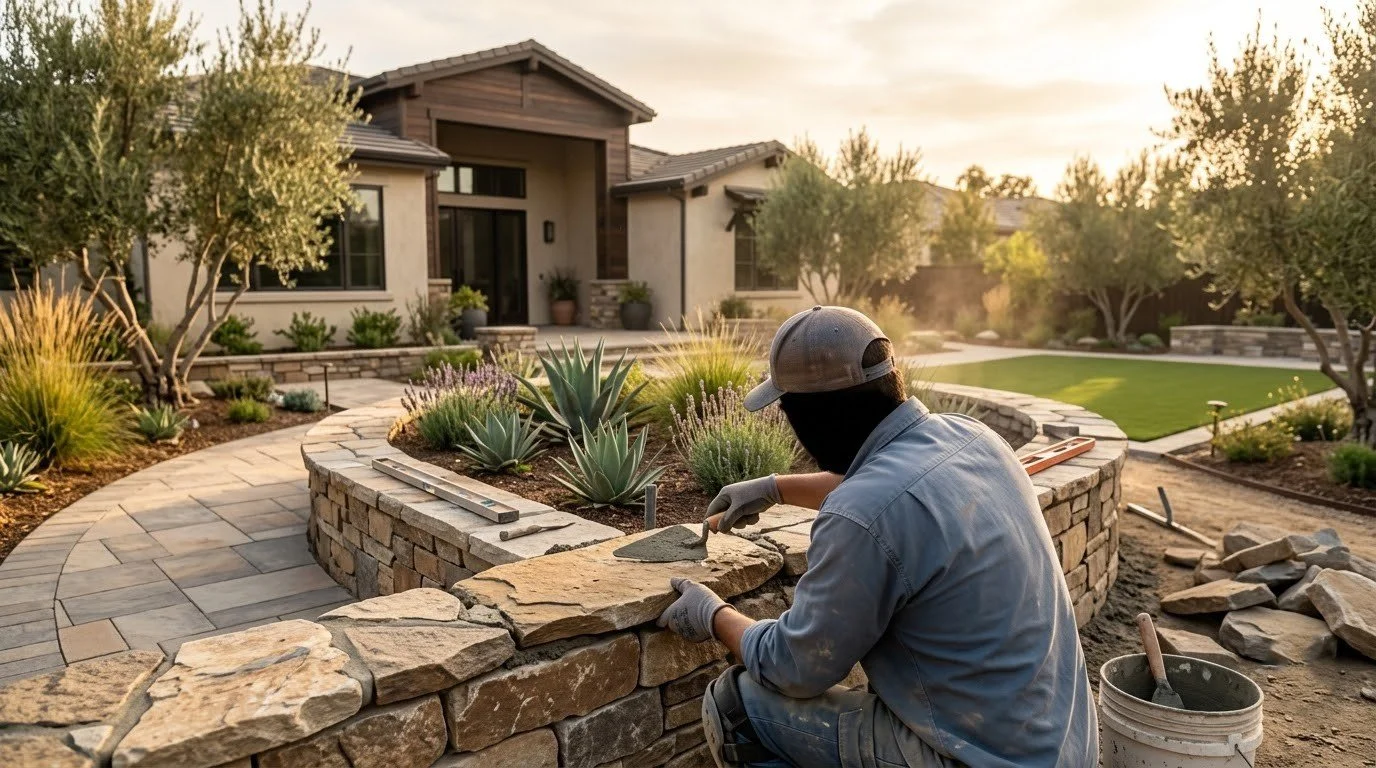 Block wall construction detail by Specialty Landscape