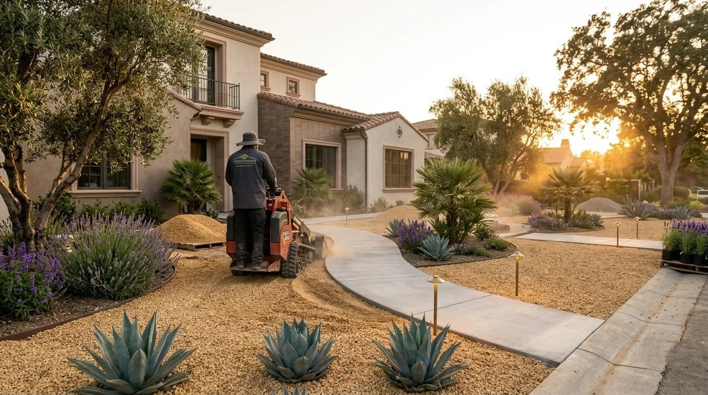 Front yard makeover wired for low-voltage landscape lighting by Specialty Landscape