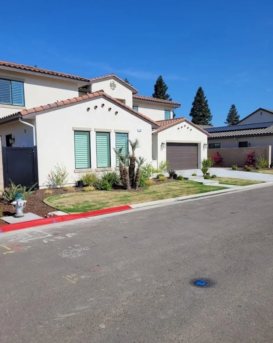 Finished front yard landscaping at a Kerman home by Specialty Landscape