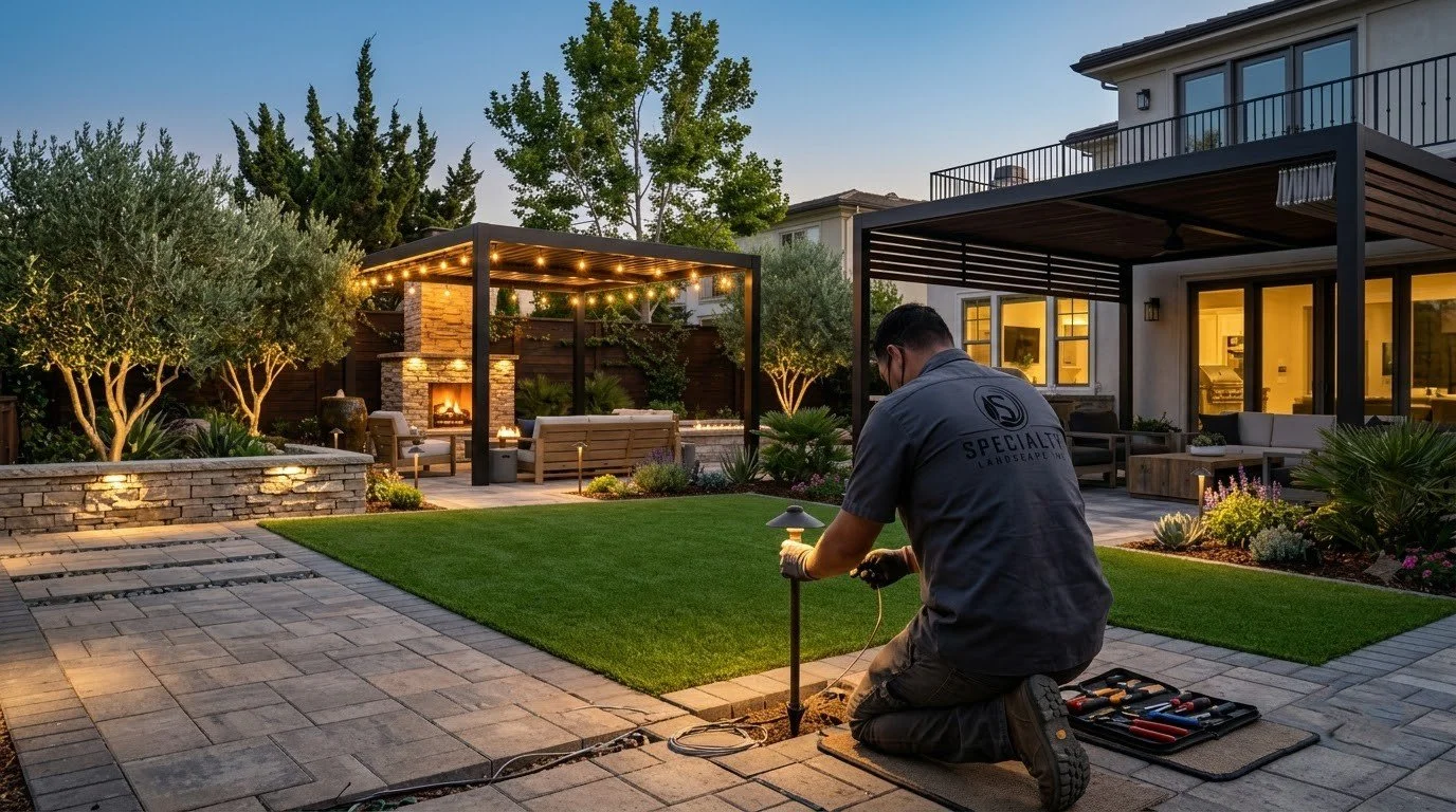 Landscape lighting system set up to run on timers and controls by Specialty Landscape