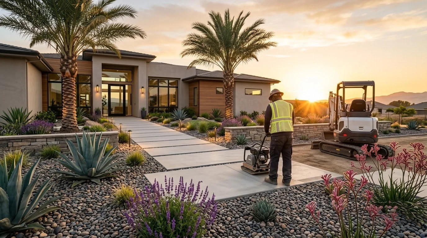 Front yard makeover finished with landscape lighting by Specialty Landscape