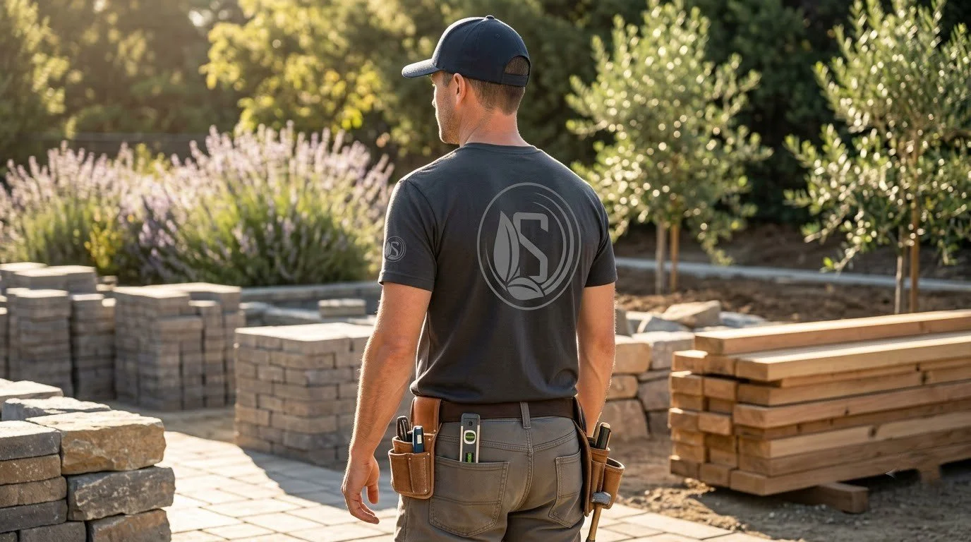 Stonework and block walls shaping a Central Valley yard by Specialty Landscape