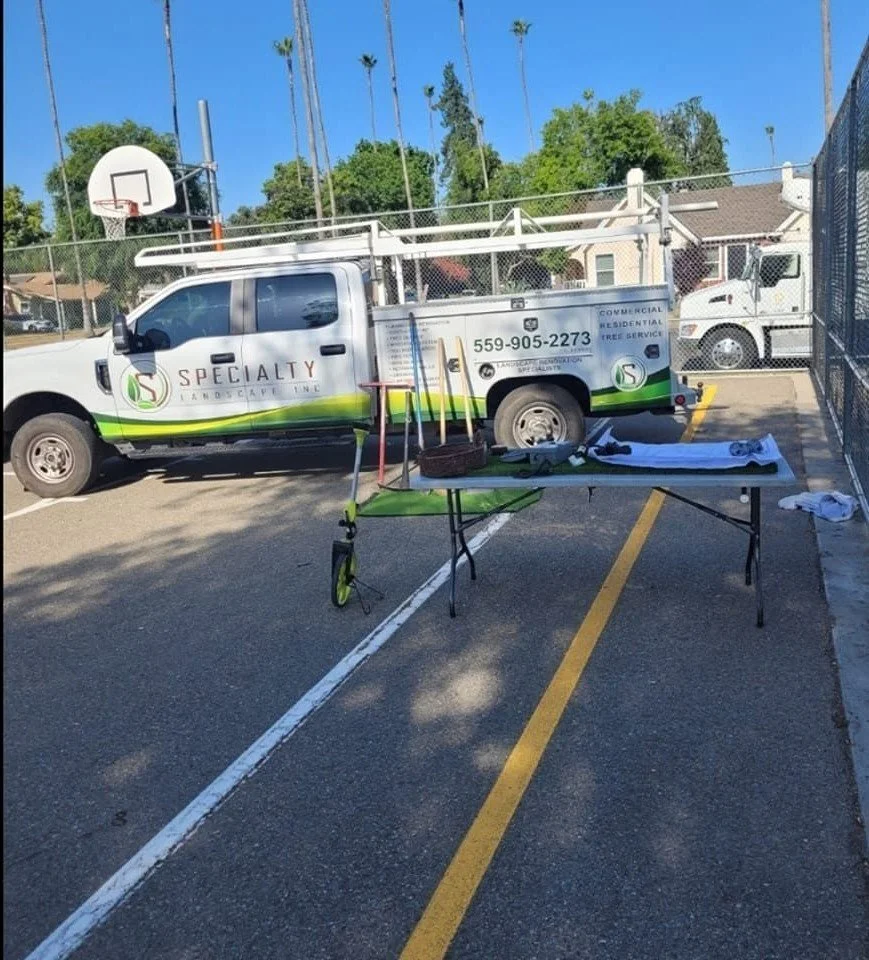Specialty Landscape truck and equipment trailer set up for tree work