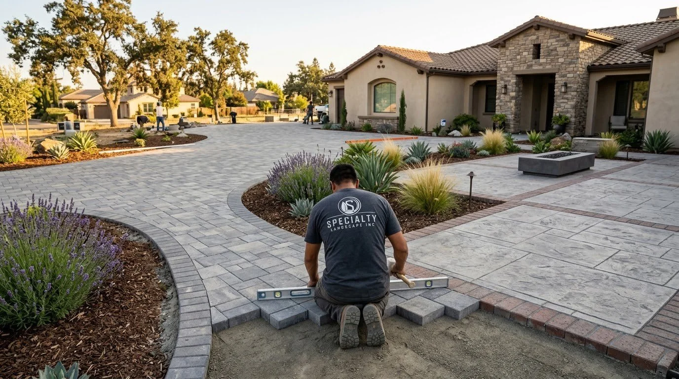 Interlocking paver driveway installed by Specialty Landscape