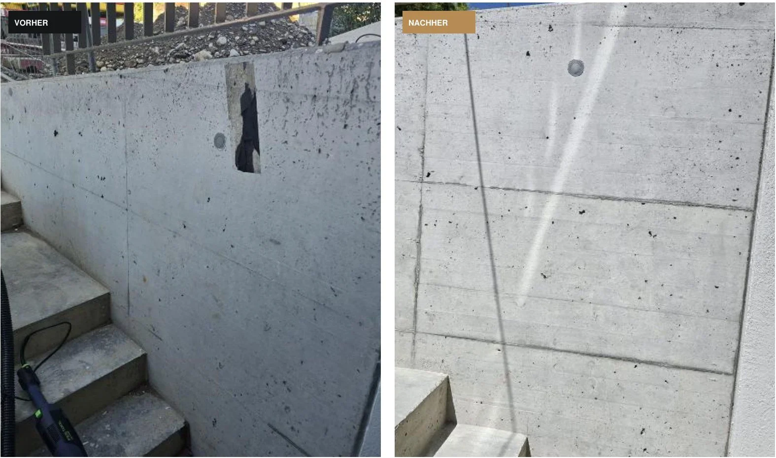 REFH Brun – Wand · Betonkosmetik nachher