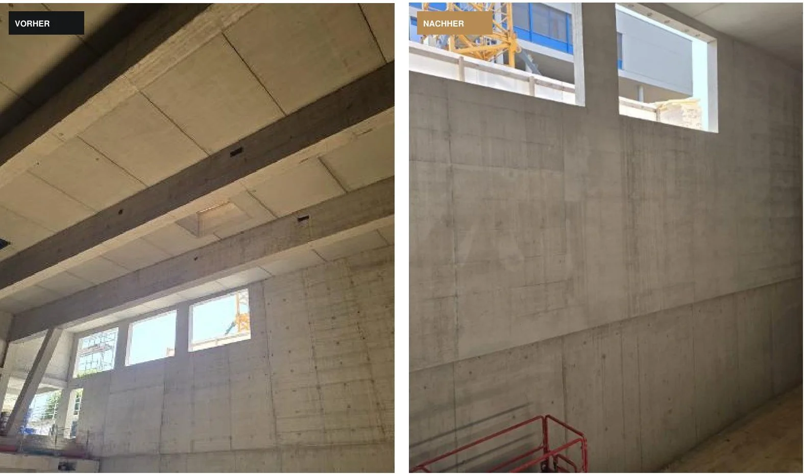 OSH Horgen – Südwand · Sichtbeton nachher