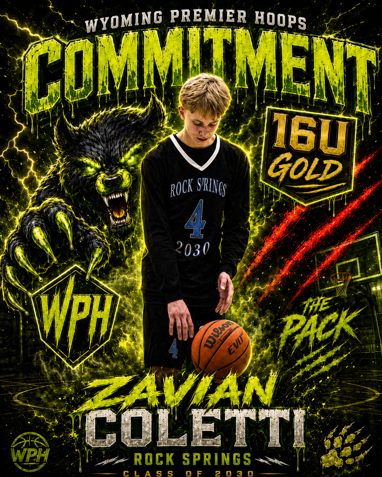 Zavian Coletti, number 8, Wyoming Premier Hoops 16U Gold player