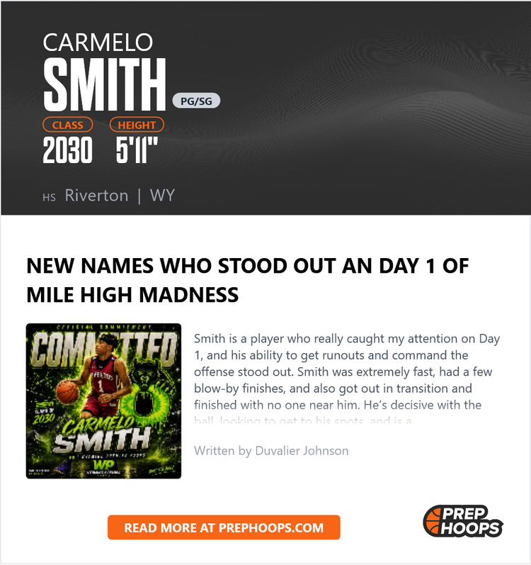 Prep Hoops feature image recognizing Carmelo Smith at Mile High Madness
