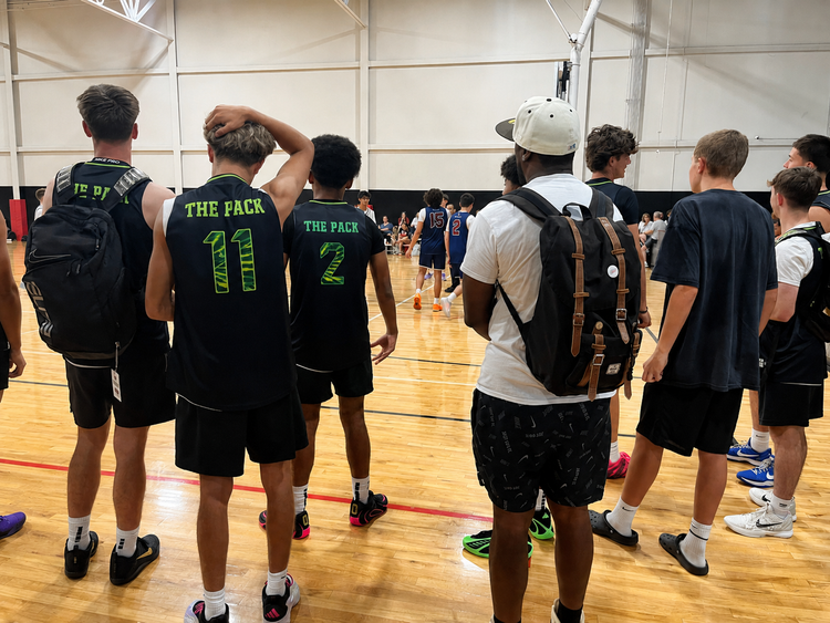 Wyoming Premier Hoops team watching a game at Prep Hoops Mile High Madness