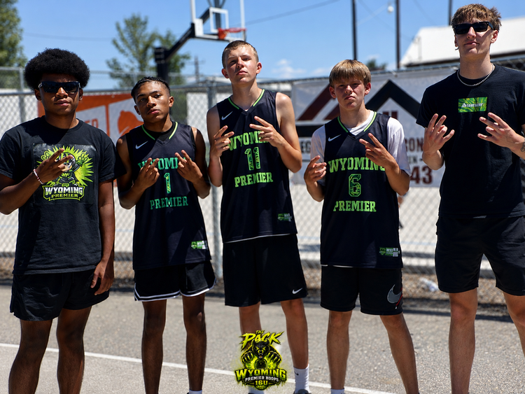 Wyoming Premier Hoops 16U Gold team standing together