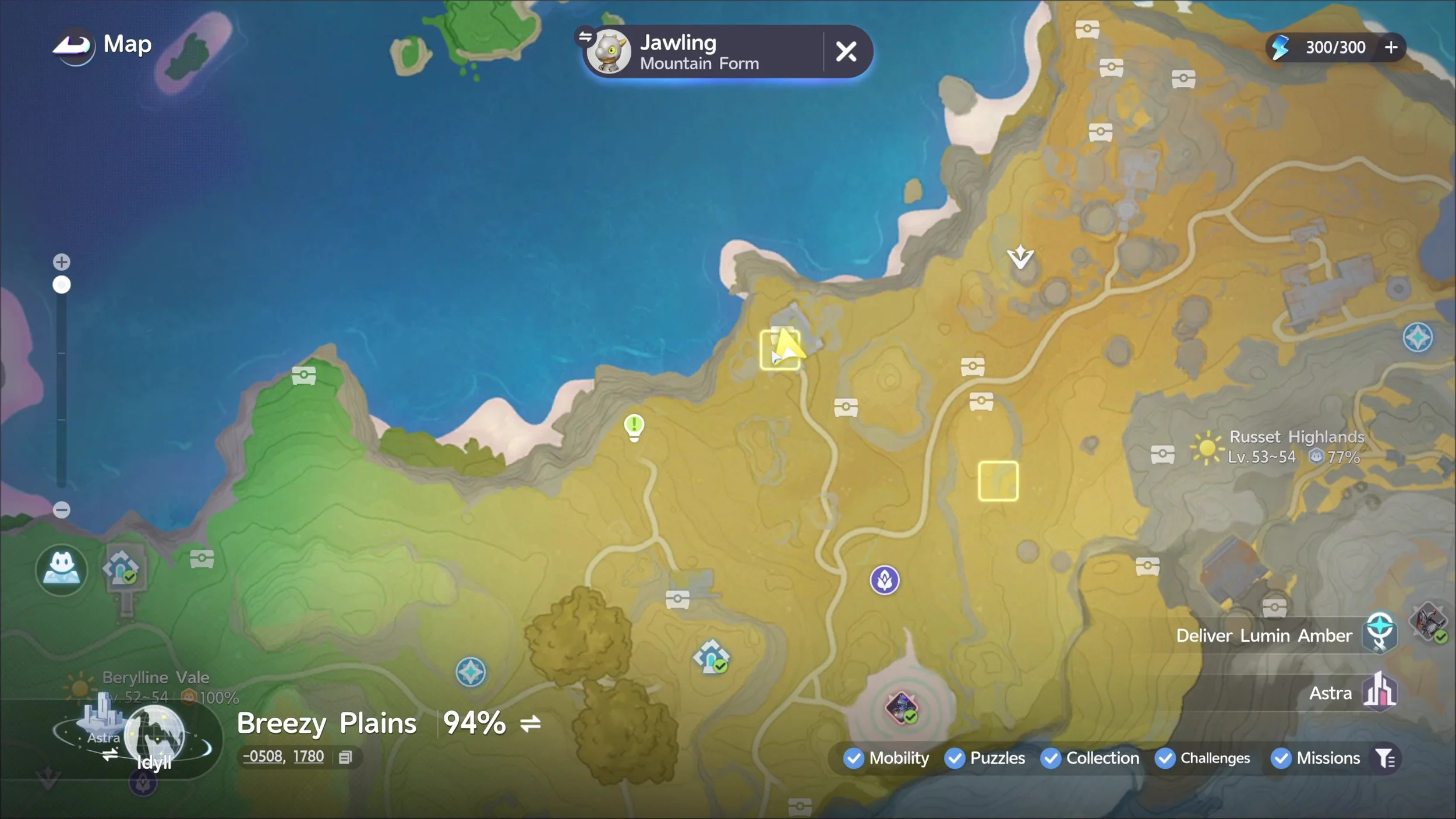 Map location — Russet Highlands ruins location.