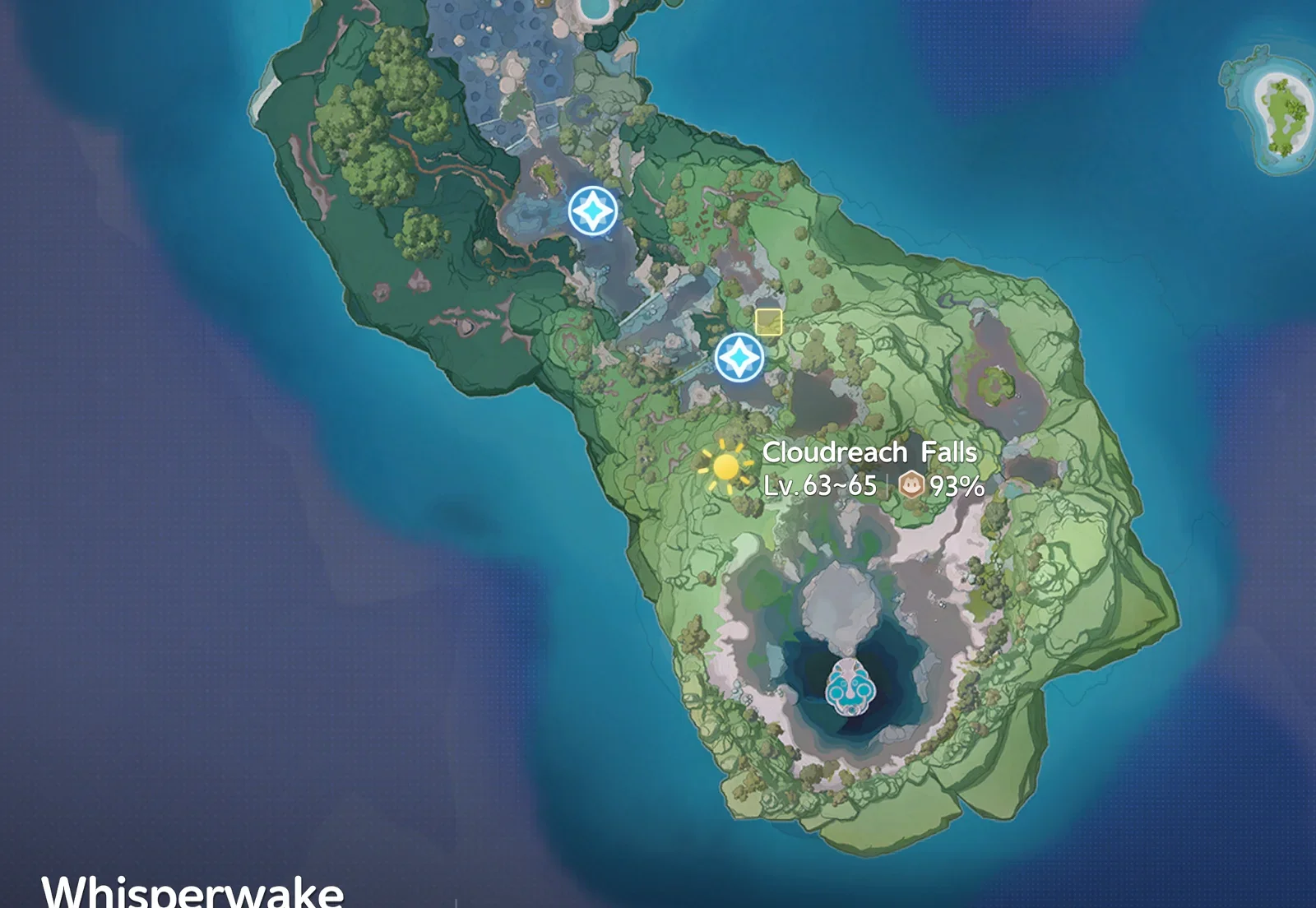Map of Dewple (Waterfall Form) spawn spots