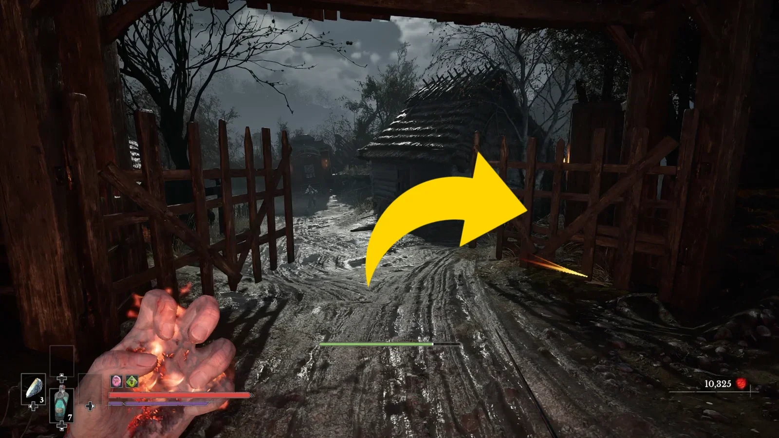 Turn right at the gate.