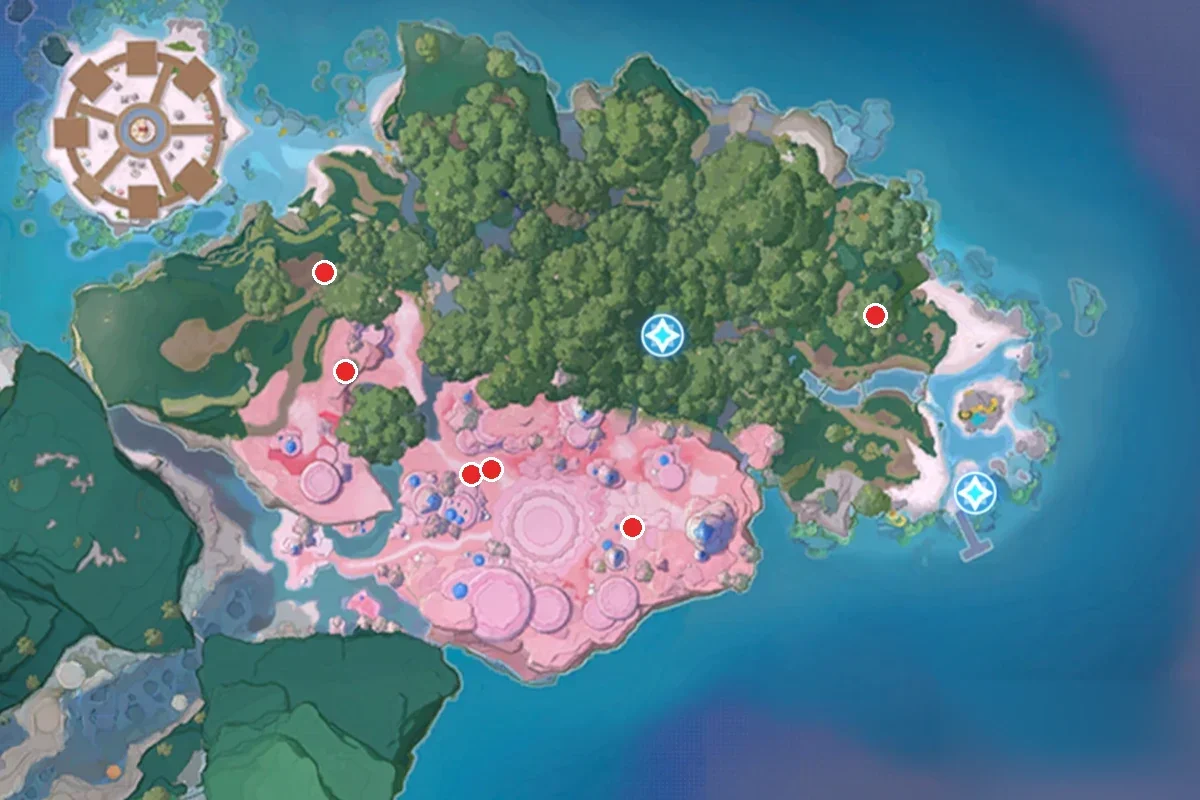Map of Sugarslime spawn spots