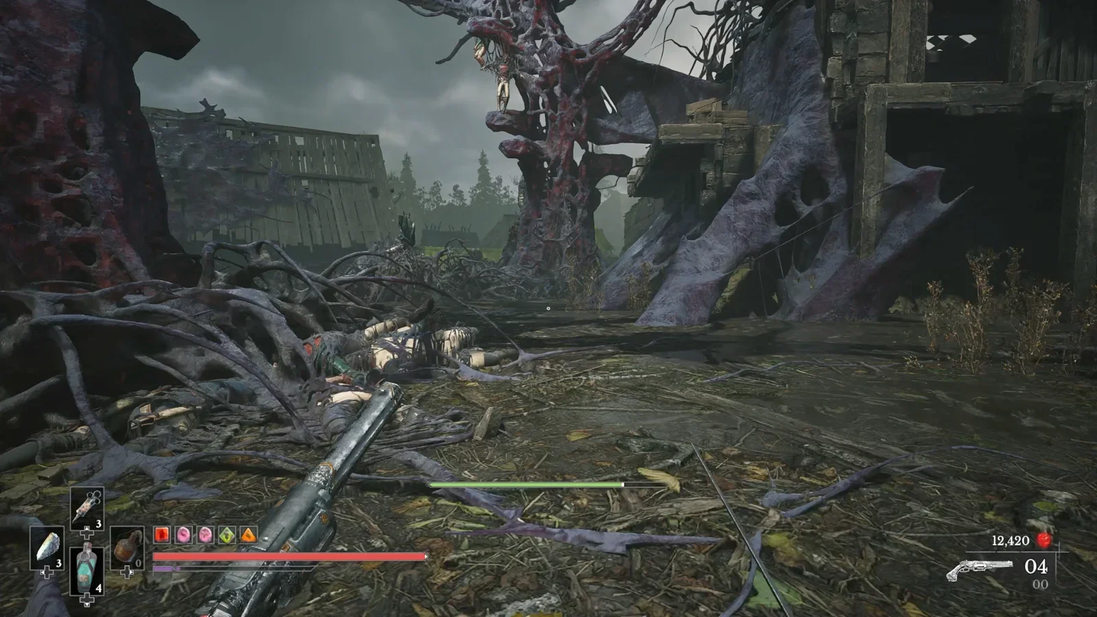 Backtrack until you reach the big "vine trees".
