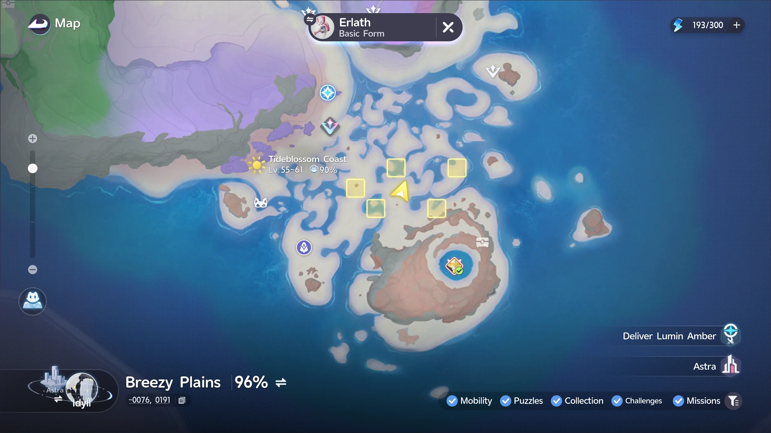 Map location — Tideblossom Coast beach.