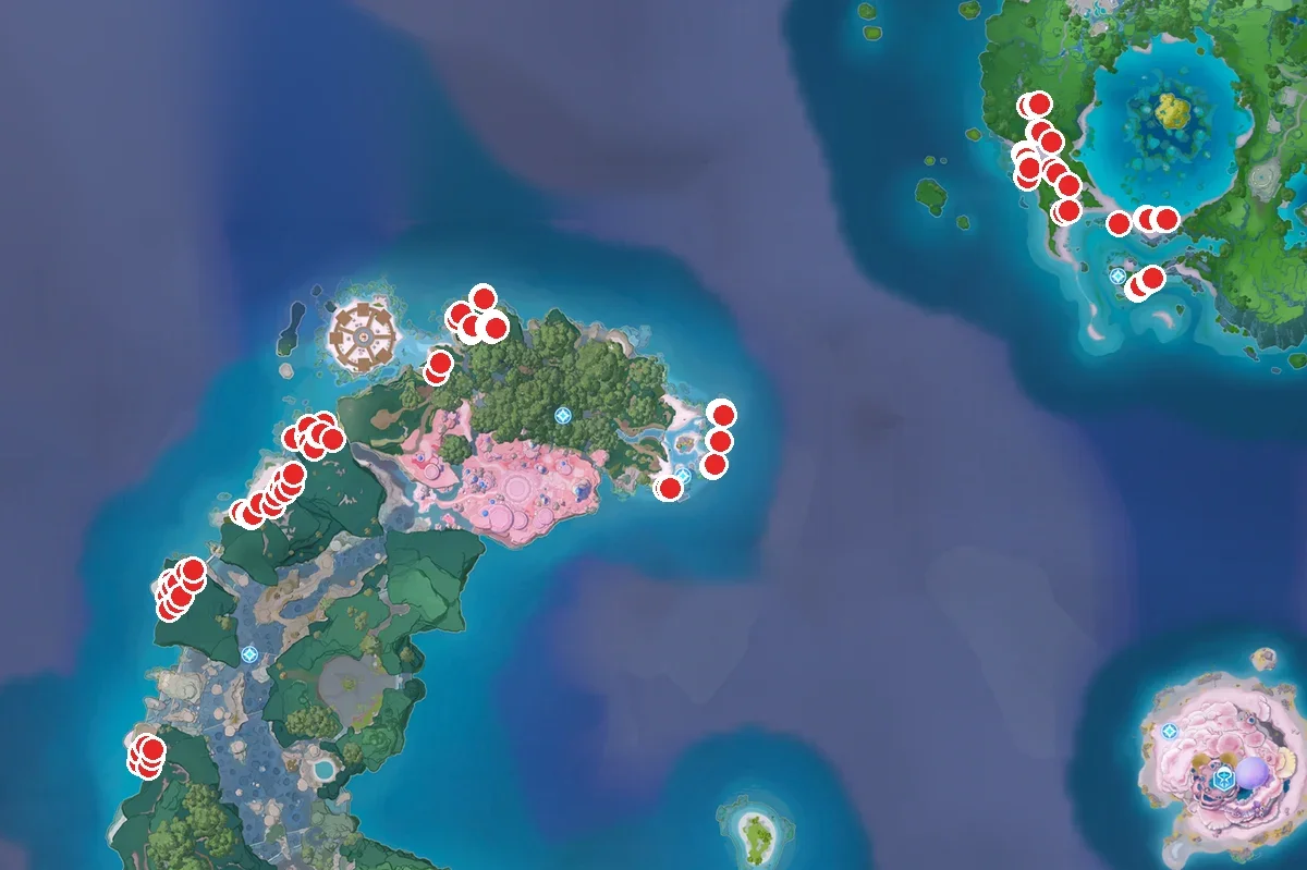 Map of Coinwisp spawn spots