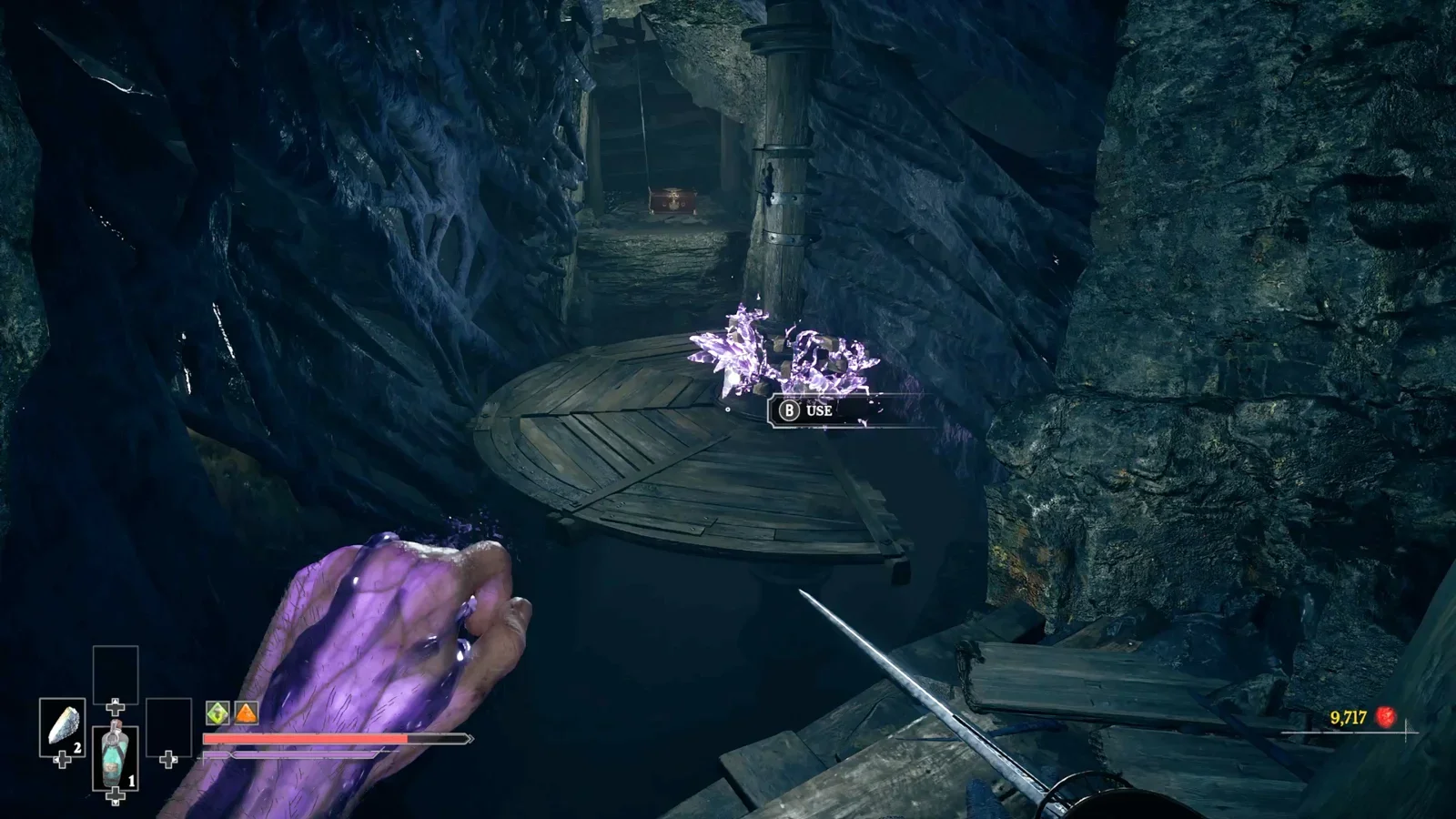 freeze the rotating platform on the left path.