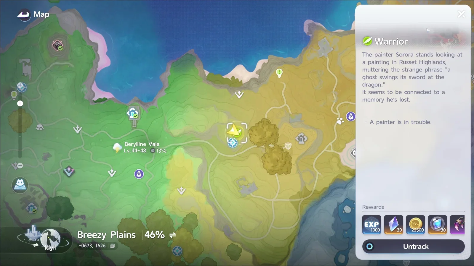 Map location — Warrior Quest Location.