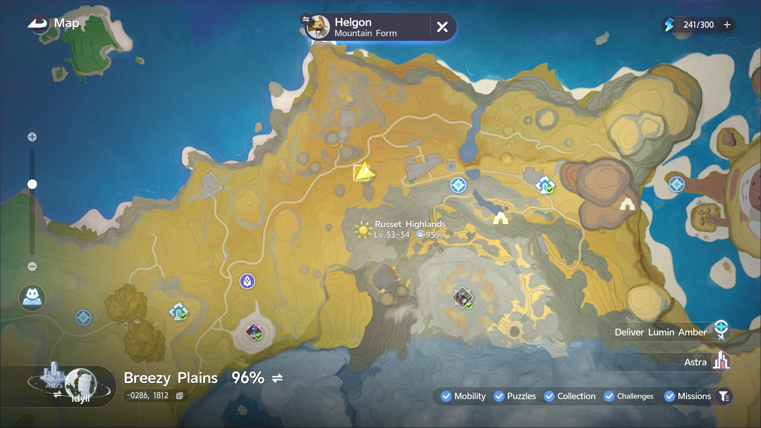 Map location — Russet Highlands symbol puzzle location.