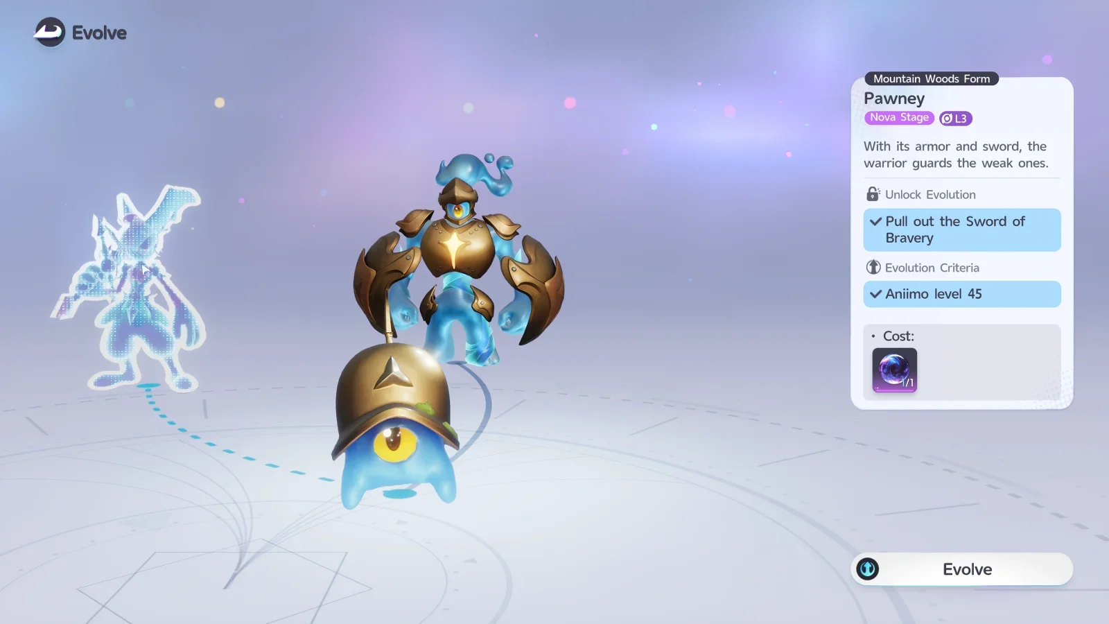 Map location — none, can only be evolved from Mountain Form Helmut.