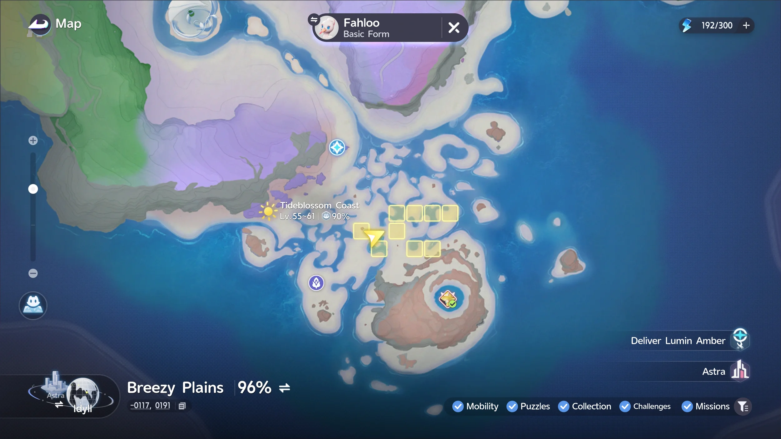 Map location — Tideblossom Coast beach.
