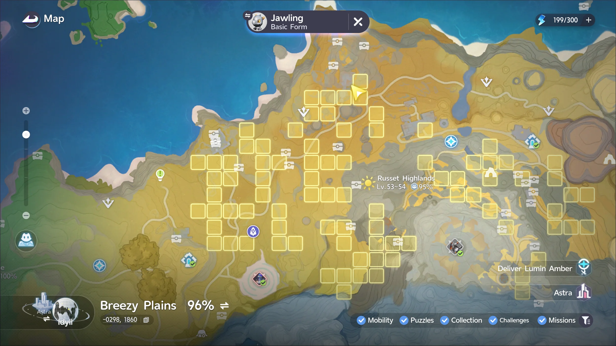 Map location — Russet Highlands.