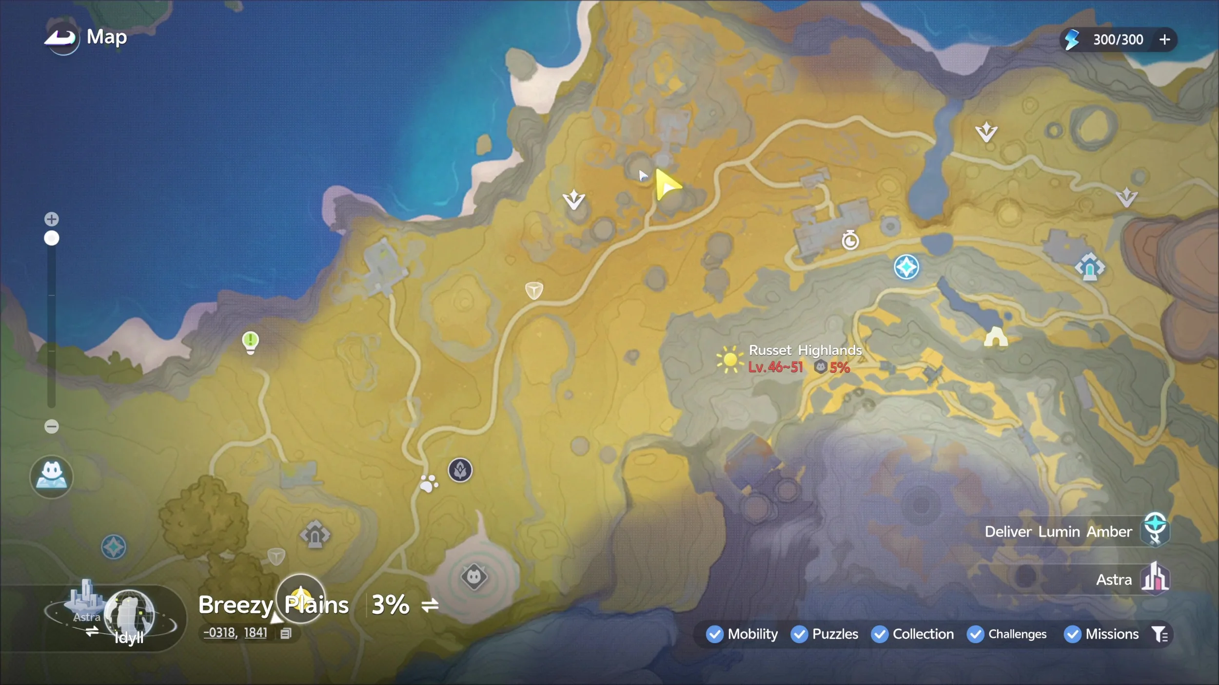 Map location — Russet Highlands symbol puzzle location.