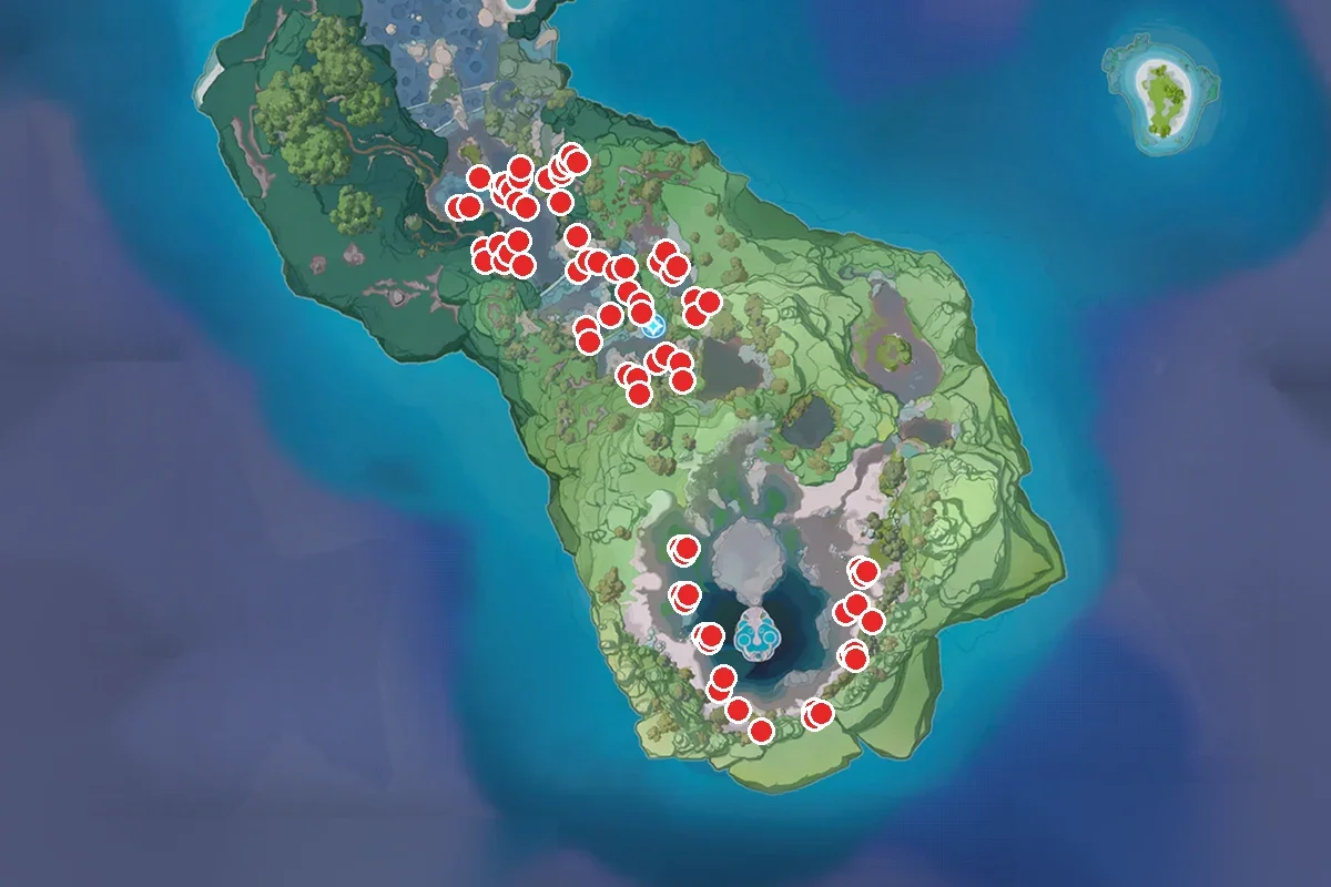 Map of Dewlop (Waterfall Form) spawn spots