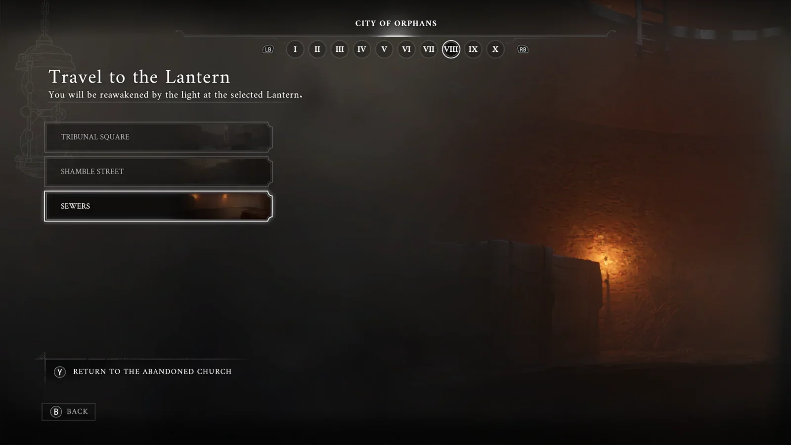 Closest Lantern: Sewers