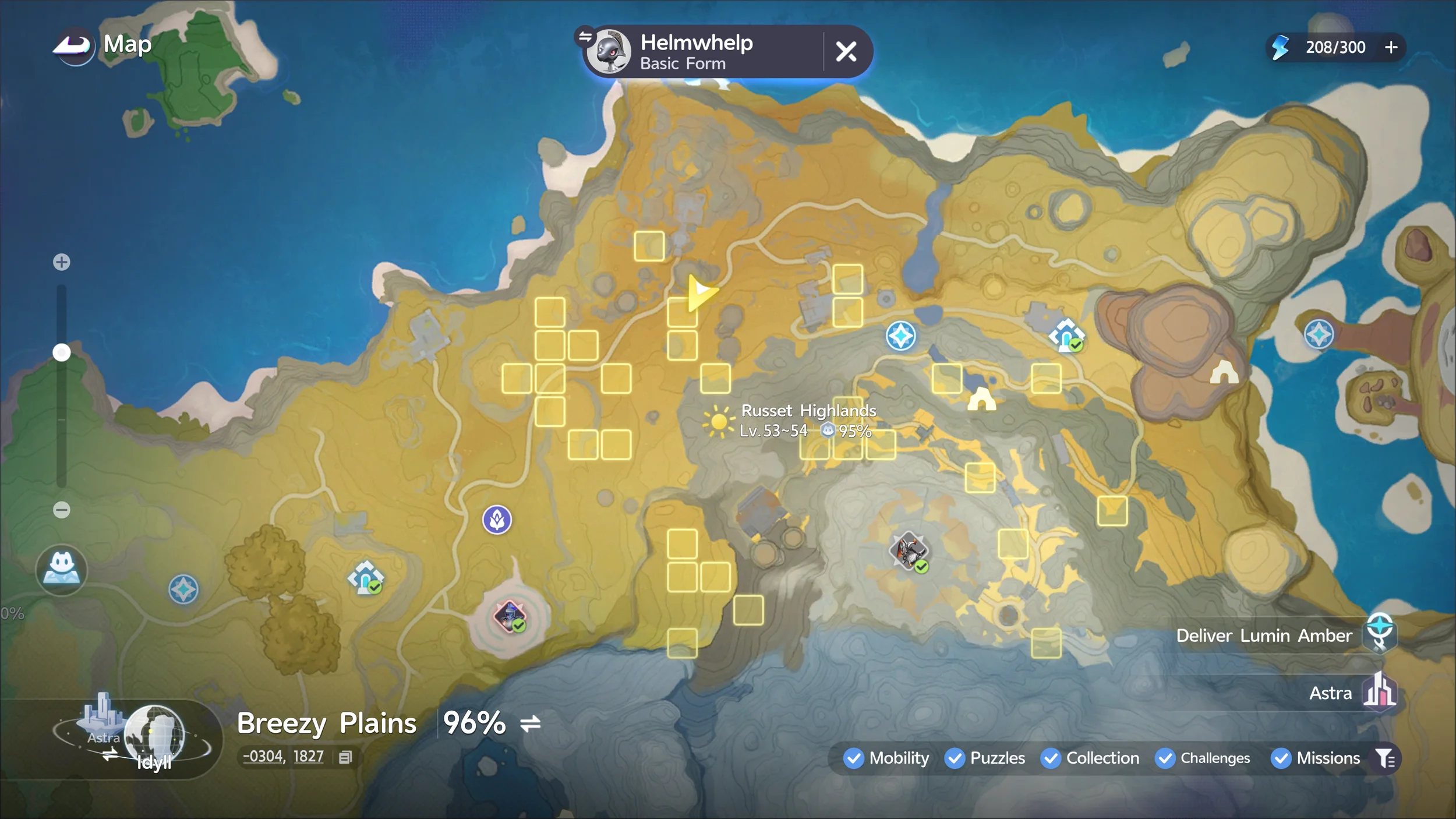 Map location — Russet Highlands.