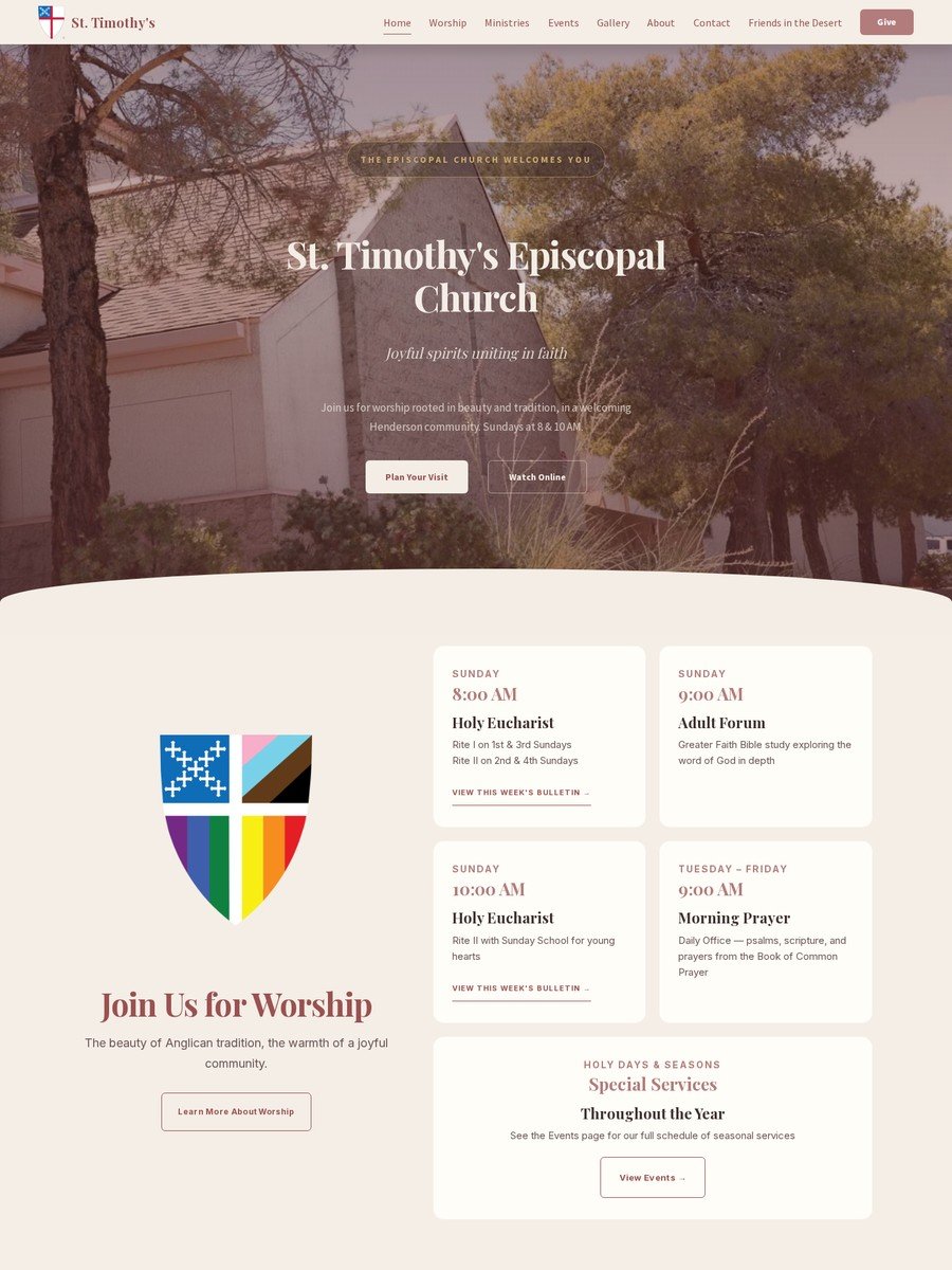 Redesigned St. Timothy's home page