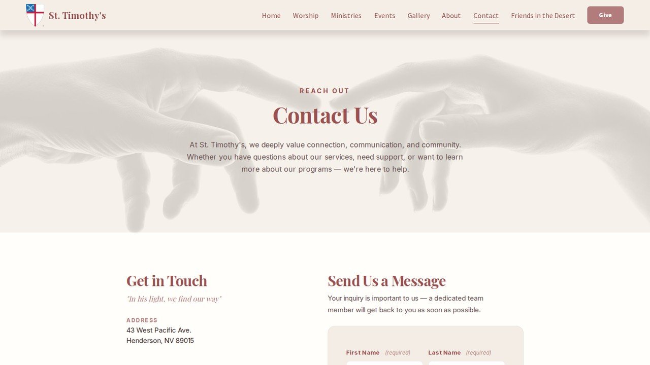Redesigned St. Timothy's contact page
