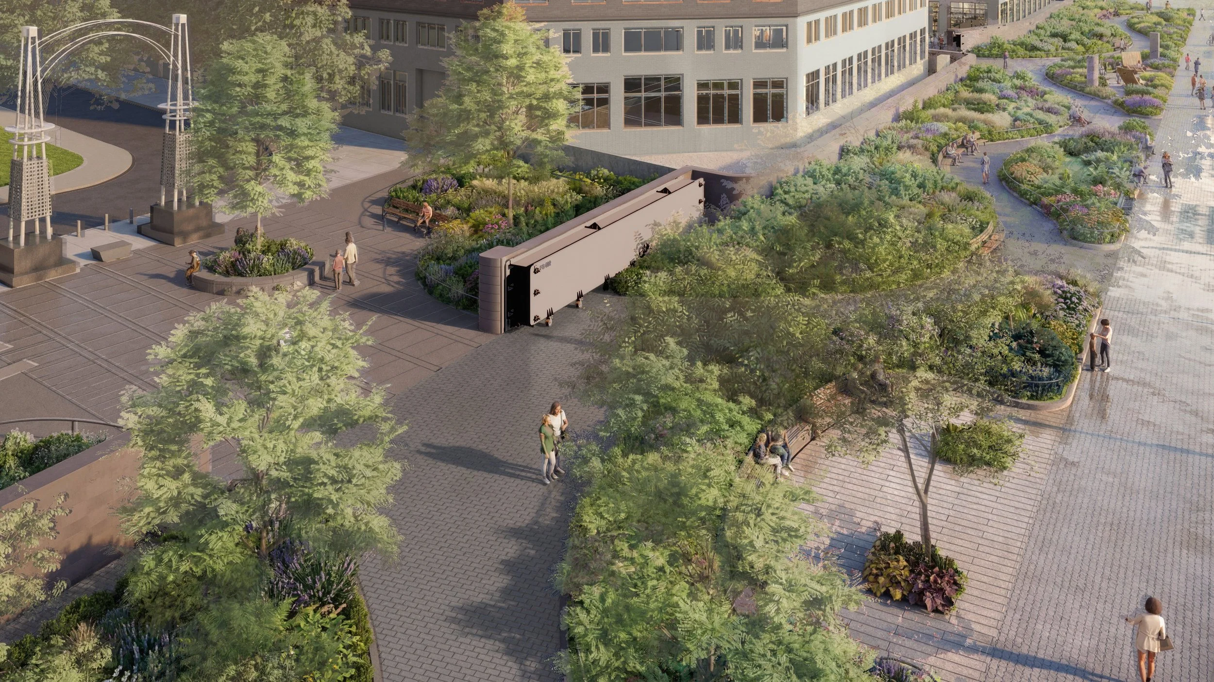 Conversation room aerial rendering
