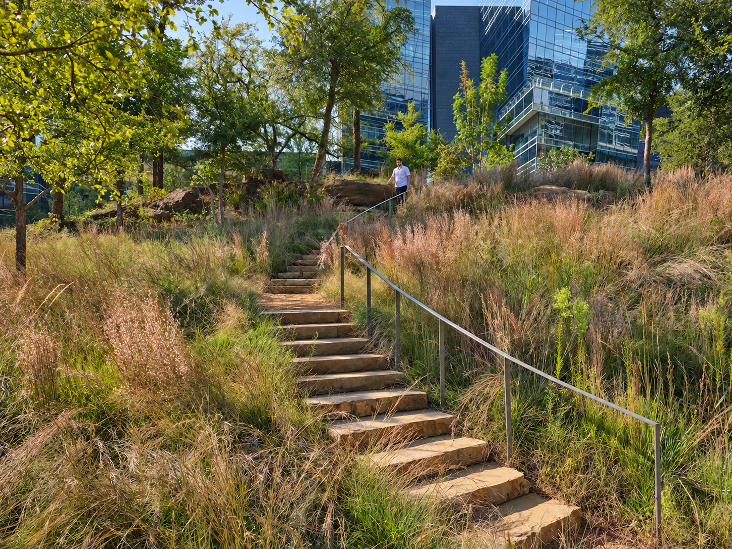 02 — Steps through the planted slope