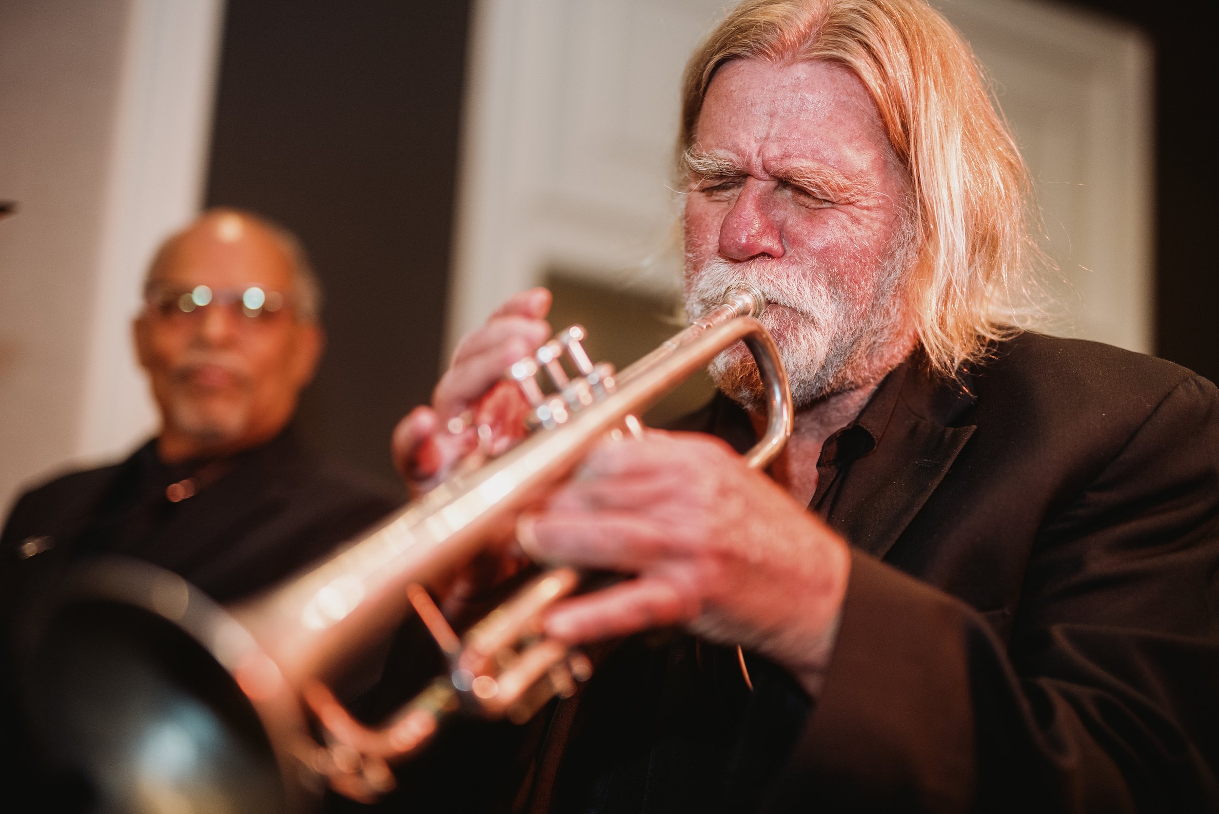 Trumpet player on stage