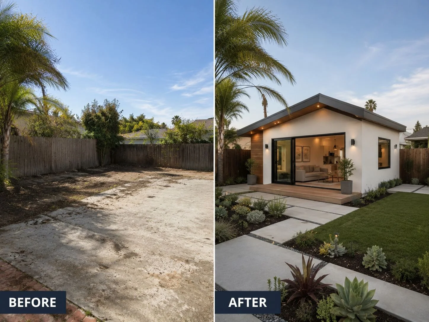 San Diego backyard ADU build and design transformation by L & O Builders