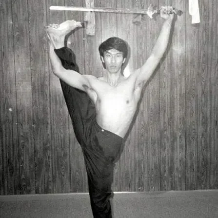 GM Meng in an early teaching-era demonstration with sword