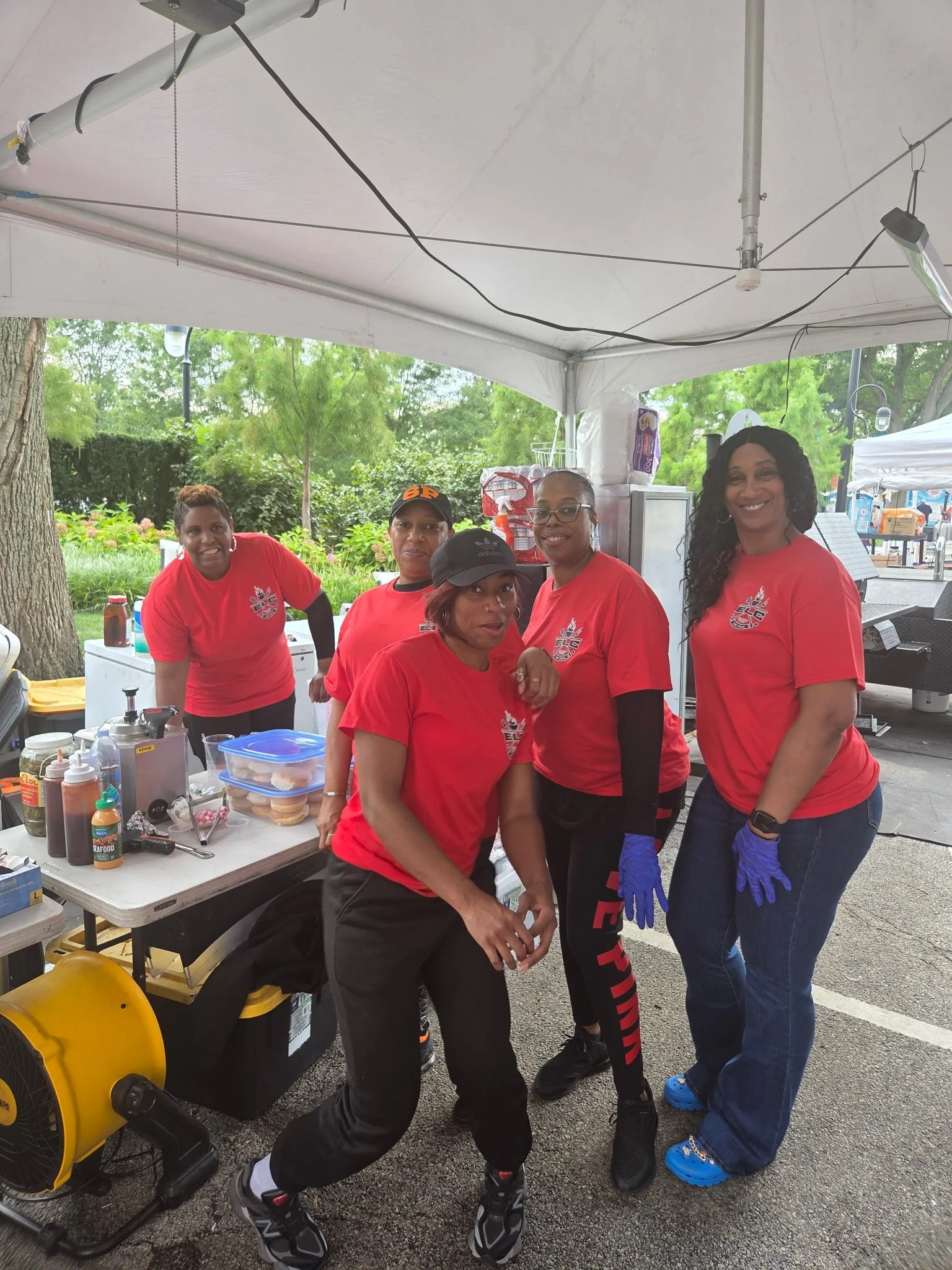 The ELC crew in red shirts