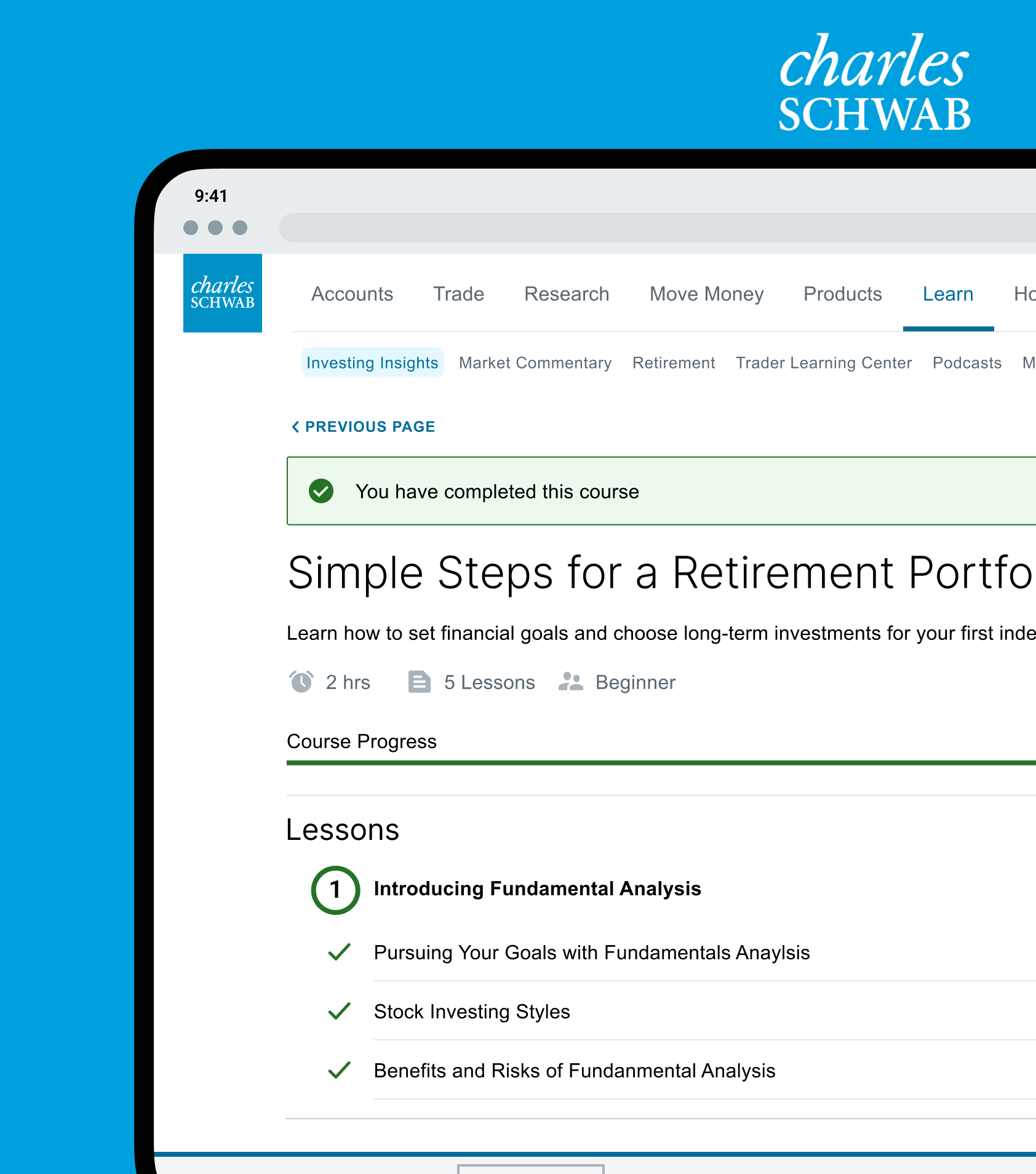 Charles Schwab Learning Ecosystem