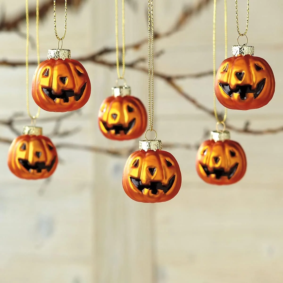 Glass Jack-o'-Lantern Halloween Ornaments