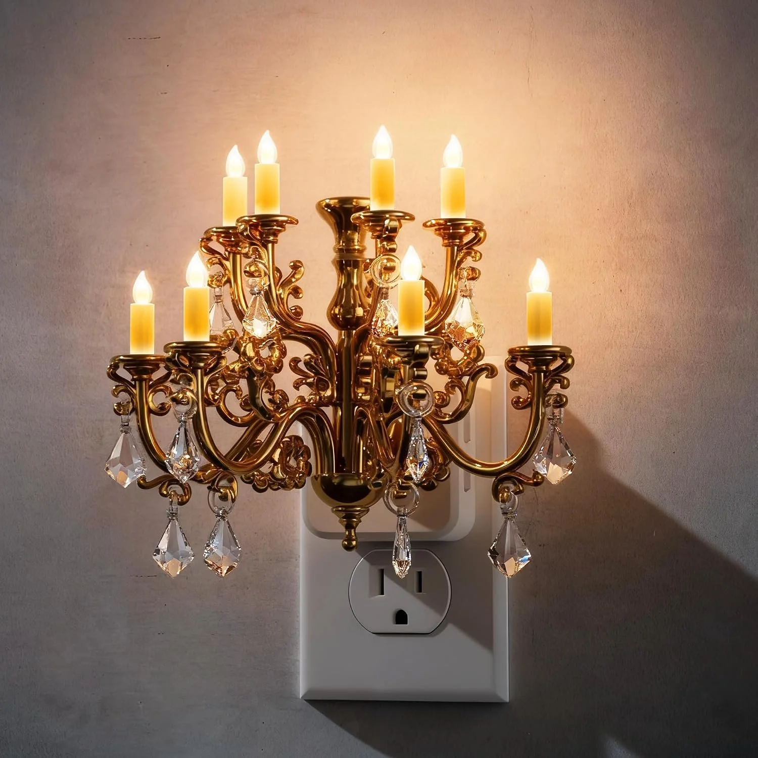 Plug into Wall, Crystal Chandelier Candle