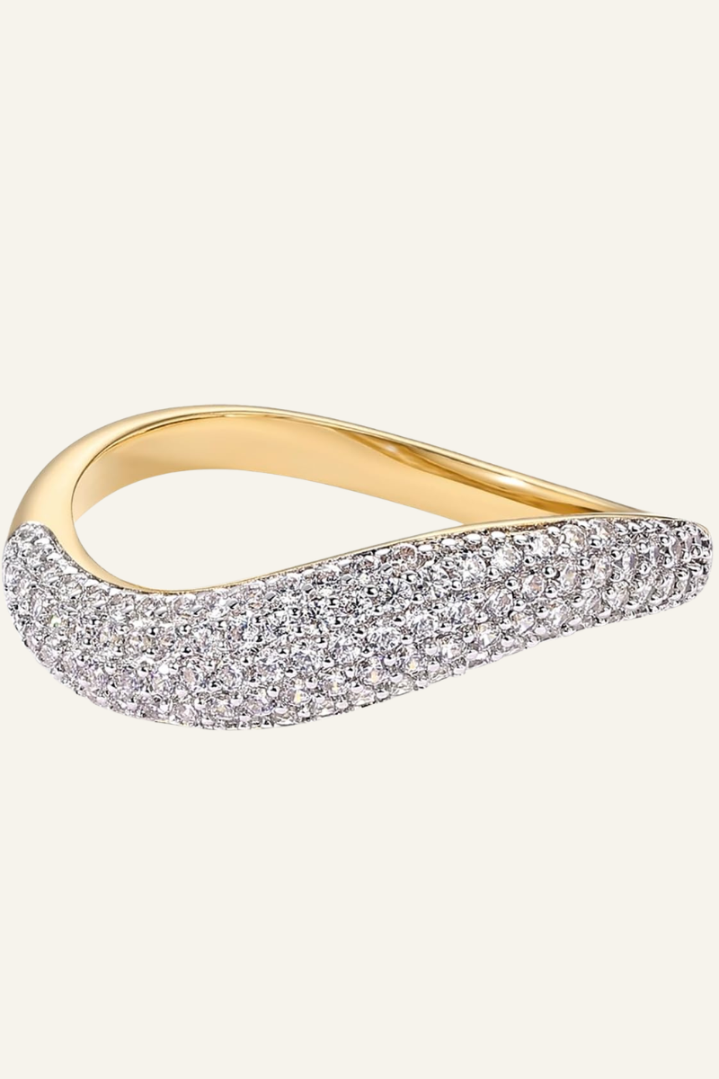 PAVOI 14K Gold Plated Wavy CZ Ring