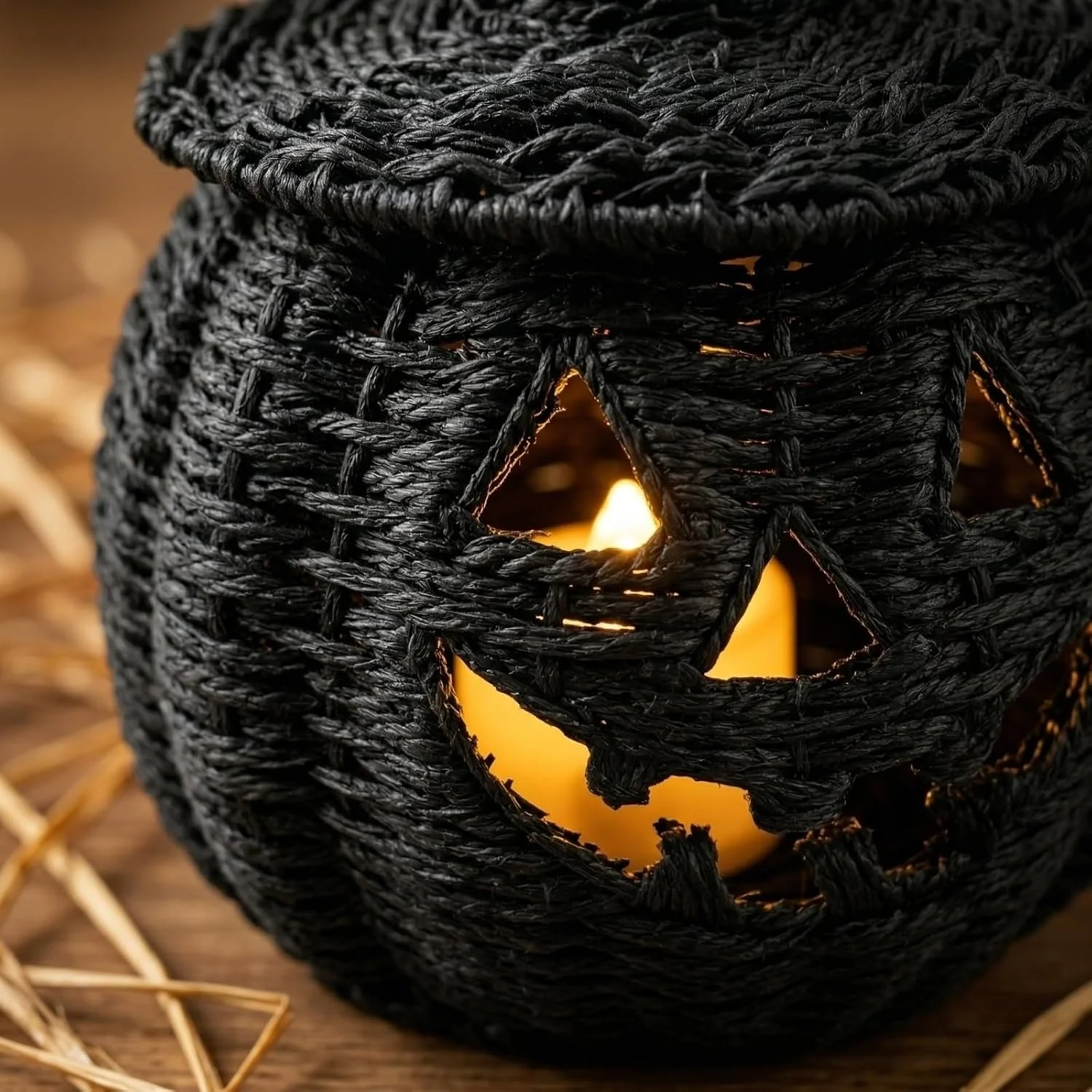 Hand-Woven Wicker Pumpkin Lantern