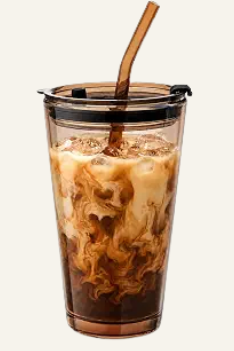 Glass Tumbler with Straw and Lid