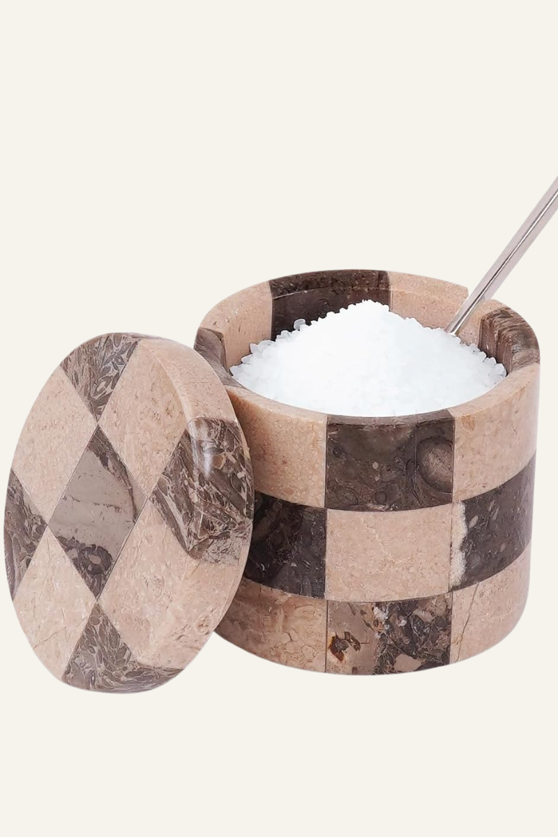 Marble Salt Cellars with Lid and Spoon
