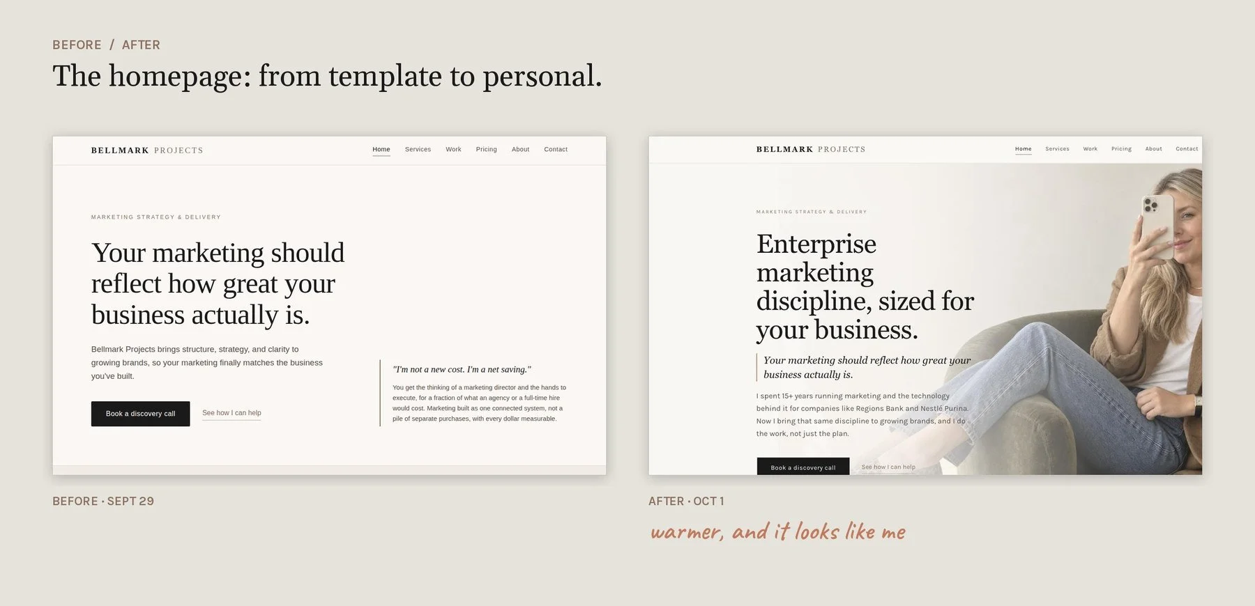 Before and after: the homepage on Sept 29 and on Oct 1.