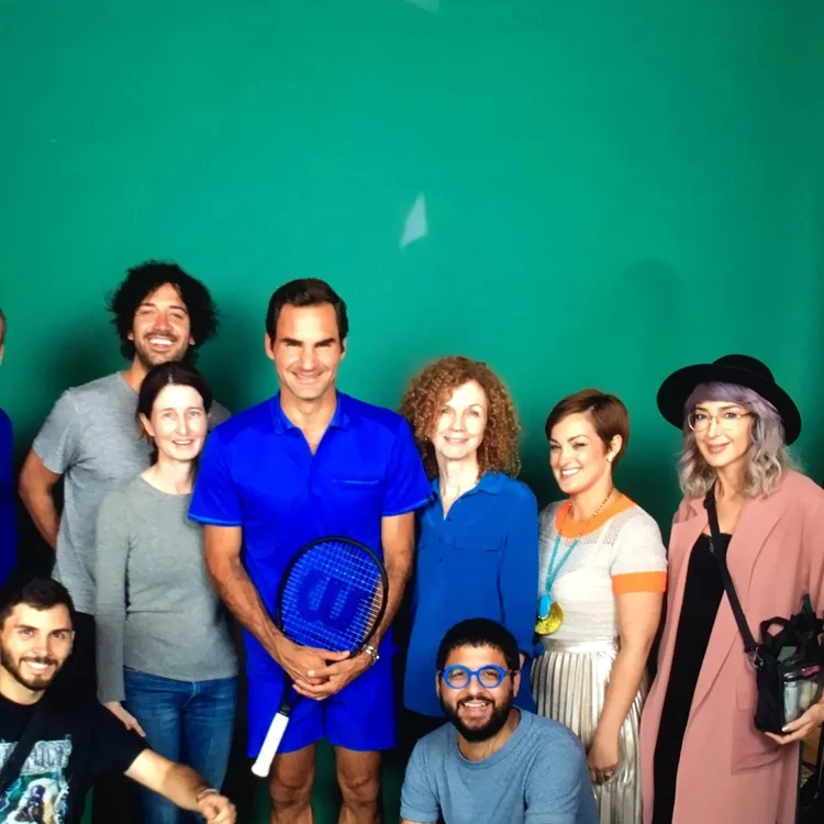 Roger Federer on set for The New York Times Magazine