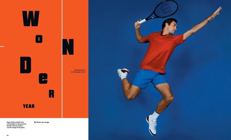 The New York Times Magazine feature spread on Roger Federer